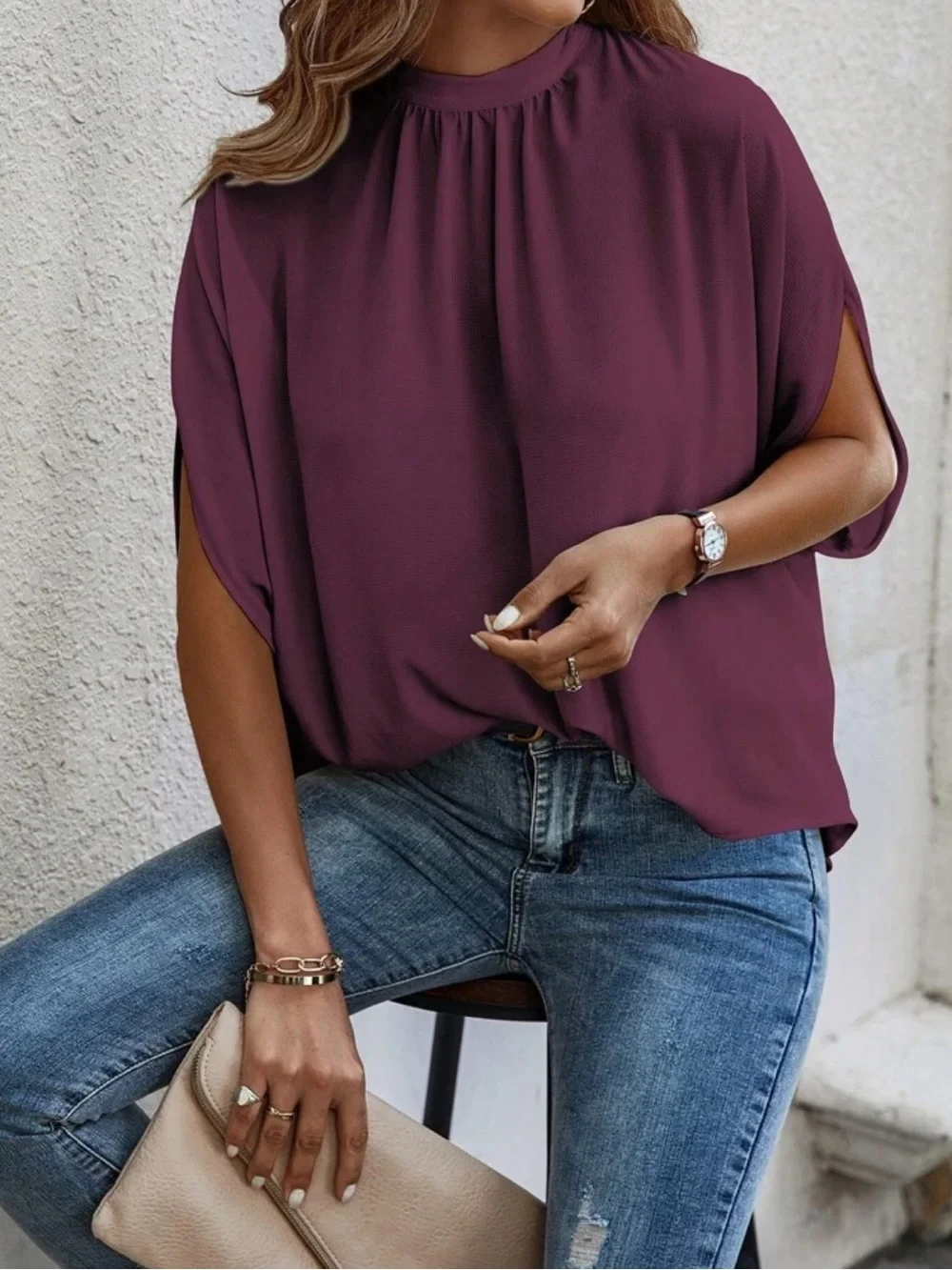 Elegant Green Women's Blouse - Classic Tunic Top